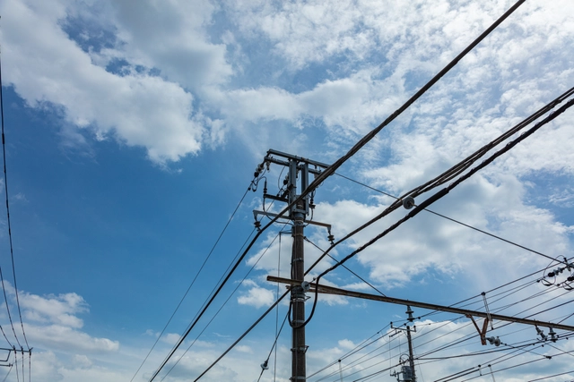 Railway Overhead Line Pole and Blue Sky | Japan